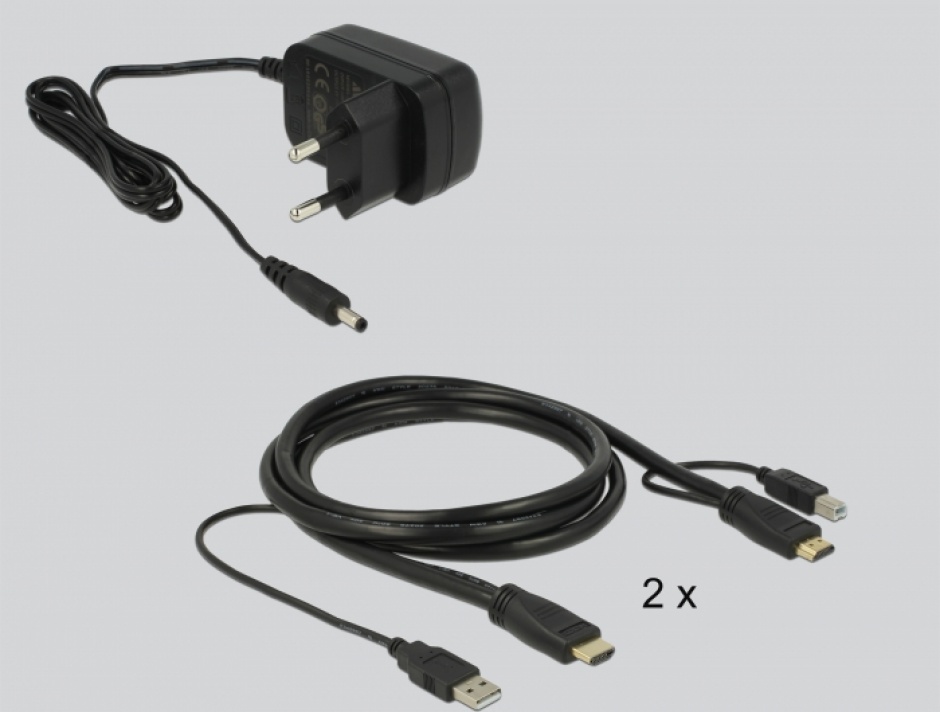 Imagine Switch KVM HDMI 2 porturi cu USB 2.0 si Audio, Delock 11421
